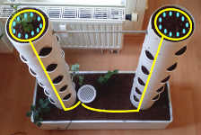 Vertical planter - Schematic of the watering pipes