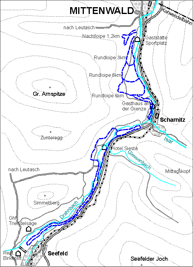 Loipenplan von Mittenwald u. Scharnitz